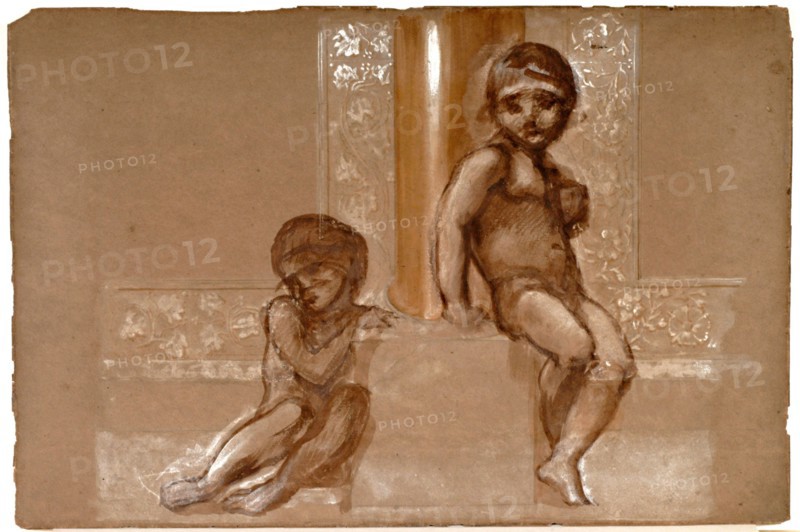 Troy Triptych - Study of Two Putti, 1870-1872. Creator: Sir Edward Coley Burne-Jones.