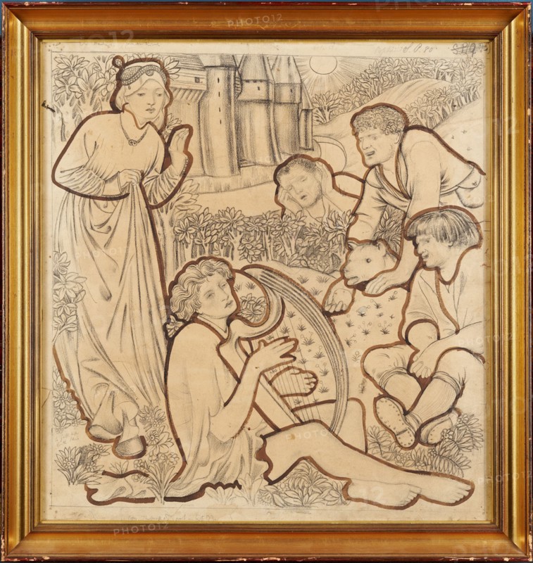 The Madness of Sir Tristram, 1862. Creator: Sir Edward Coley Burne-Jones.