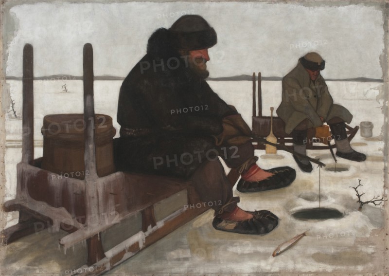 Winter Fishing; Icefishing, 1900. Creator: Juho Rissanen.