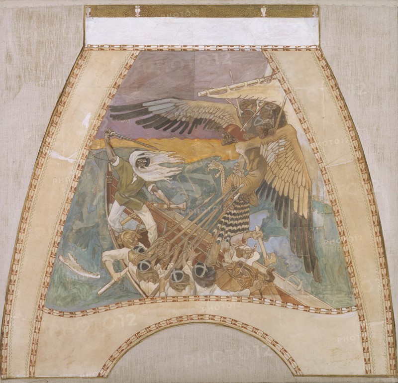 The Defence of the Sampo, sketch for the cupola frescoes of the Finnish Pavilion at the..., 1899. Creator: Akseli Gallen-Kallela.