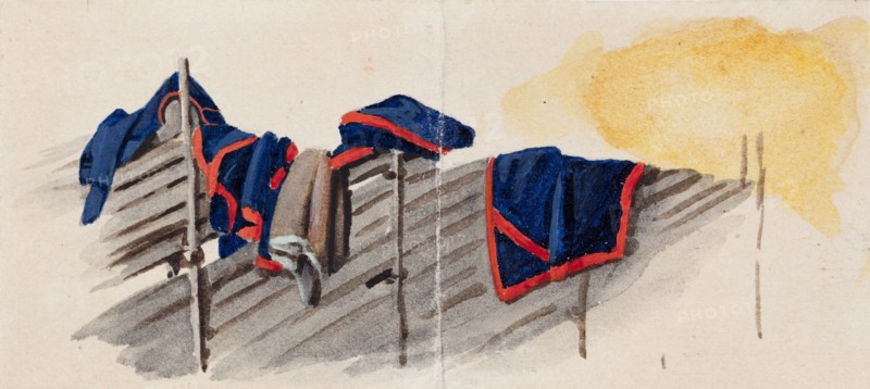 Clothes hung on a fence, 1830-1835. Creator: Ferdinand von Wright.