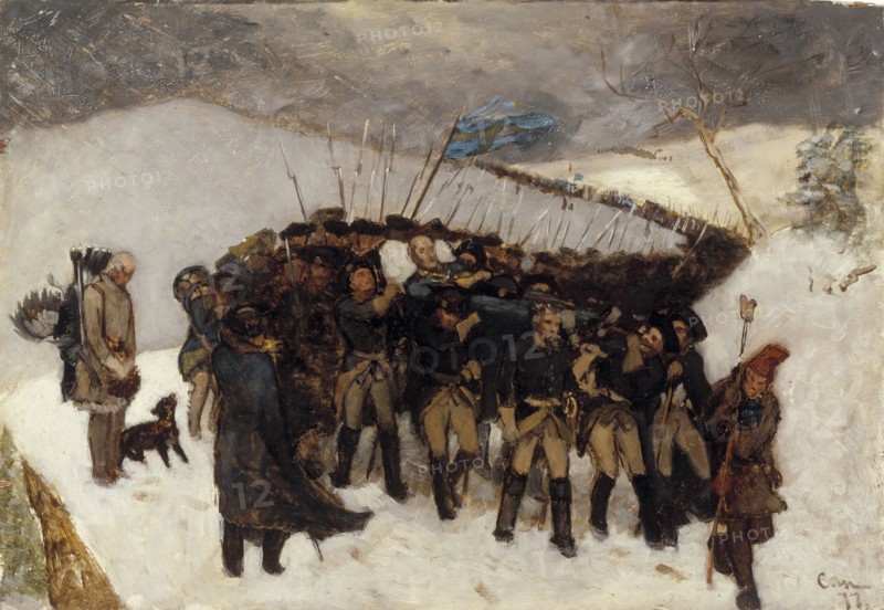 Funeral procession of Charles XII, sketch, 1877. Creator: Gustaf Cederström.