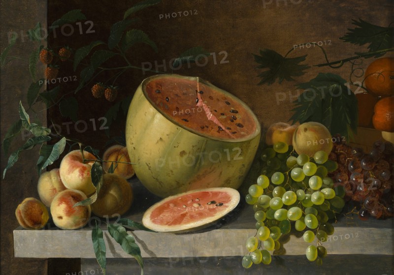 Melon, peaches and grapes, 1830-1859. Creator: Ivan Timofejevits Hrutski.
