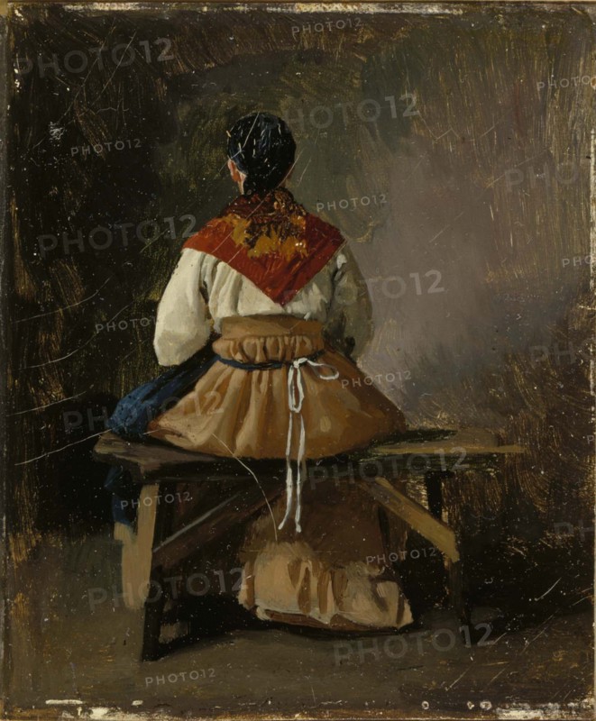 Seated peasant woman, mid-late 19th century. Creator: Nikolai Dmitrievich Dmitriev-Orenburgsky.