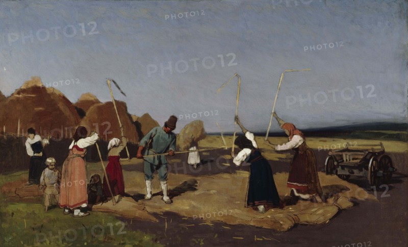 Threshing, mid-late 19th century. Creator: Nikolai Dmitrievich Dmitriev-Orenburgsky.