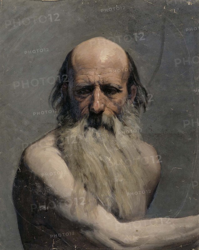 Half-length portrait of an old man (academy exercise), 1863. Creator: Adolf von Becker.