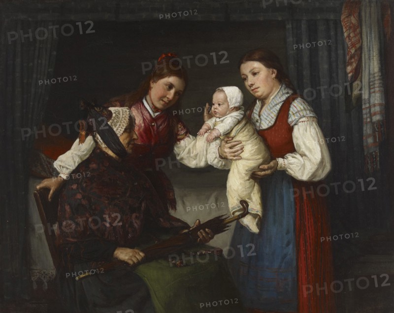 Presenting the Baby, 1875. Creator: Adolf von Becker.