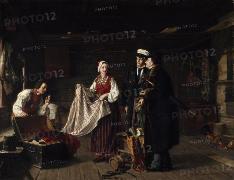 Buying National Costumes in Säkylä, 1878. Creator: Arvid Liljelund.