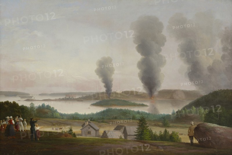Ruotinssalmi is Burning, Scene from the Crimean War 1855, 1855-1856. Creator: Berndt Godenhjelm.