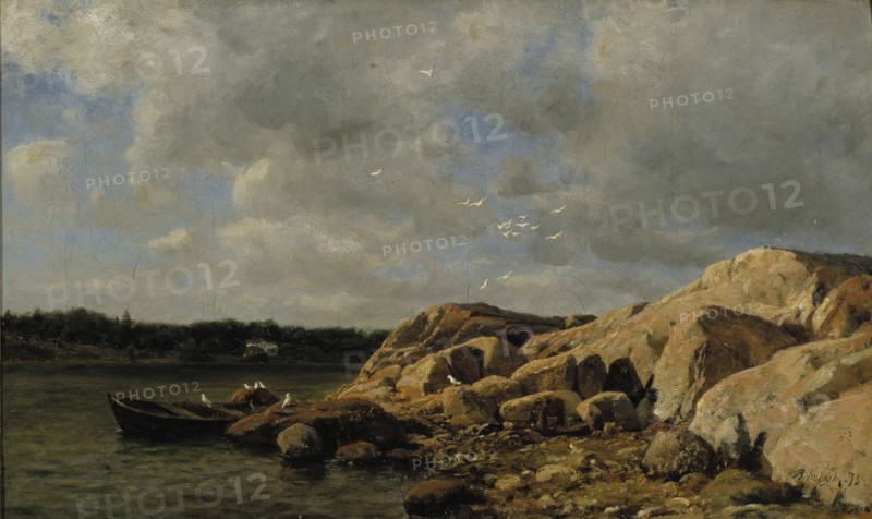 Beach landscape from the Bohuslän archipelago, 1875. Creator: Berndt Lindholm.