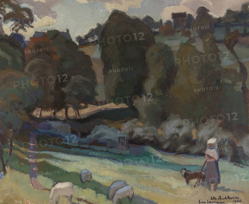 Girl and sheep, 1920. Creator: Eero Snellman.