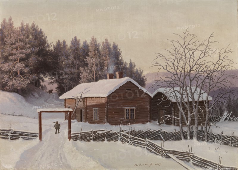 Winter Landscape at Sunset, 1867. Creator: Ferdinand von Wright.