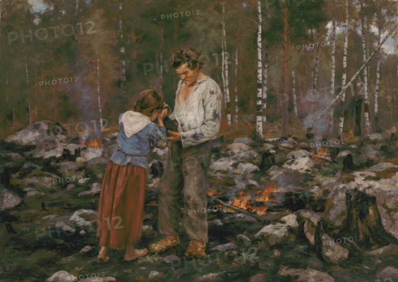Matti Burning the Brushwood, 1893. Creator: August Fredrik Ahlstedt.