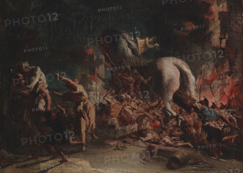 The Greeks Sacking Troy, 1773-1775. Creator: Giovanni Domenico Tiepolo.
