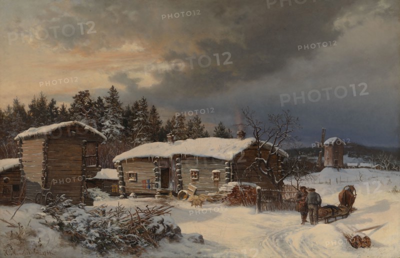 Winter Landscape with Farmhouse in Häme, 1866. Creator: Hjalmar Munsterhjelm.