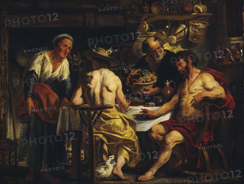 Jupiter and Mercury visiting Philemon and Baucis, 1645-1650. Creator: Workshop of Jacob Jordaens.