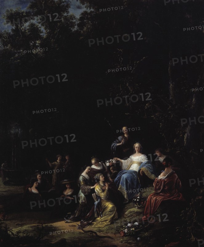 Amarillis crowning Mirtillo (scene from the pastoral play Il Pastor Fido), 1610-1675. Creator: Jacob Willemsz de Wet the elder.