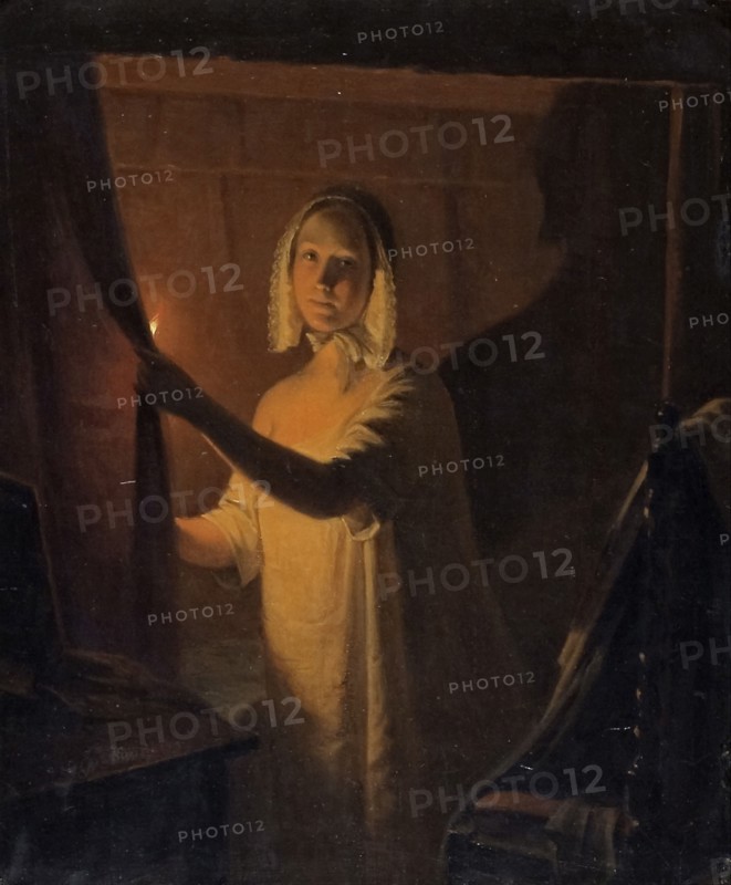 Girl with a candle, 1845. Creator: Johan Gustaf Sandberg.