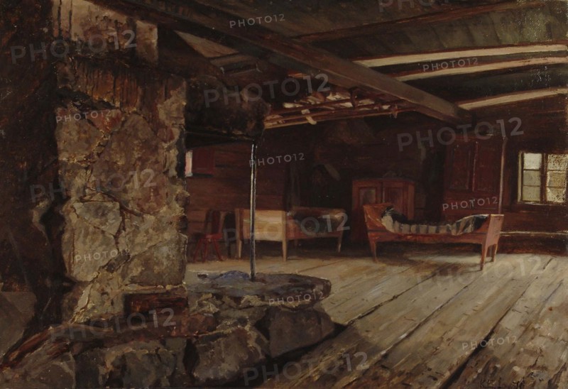 Interior view of Hämäläinen pirt, 1870. Creator: Karl Emanuel Jansson.