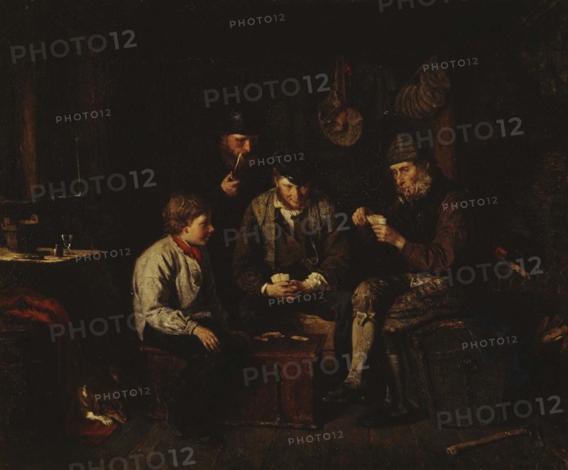 Aland Sailors Playing Cards in a Log Cabin (The Ace of Clubs), 1871. Creator: Karl Emanuel Jansson.