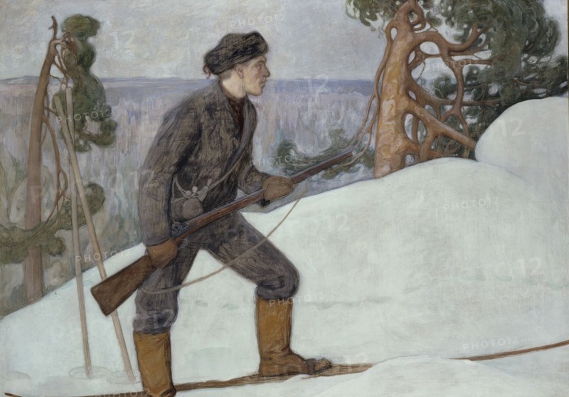 The Lynx Hunter, 1900. Creator: Pekka Halonen.