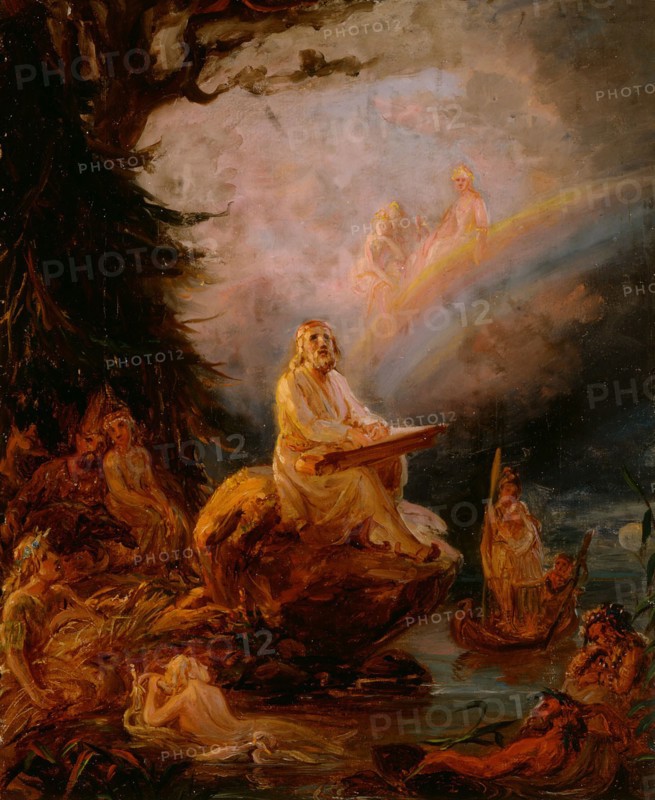 Väinämöinen Playing the Kantele, study. Creator: Robert Wilhelm Ekman.
