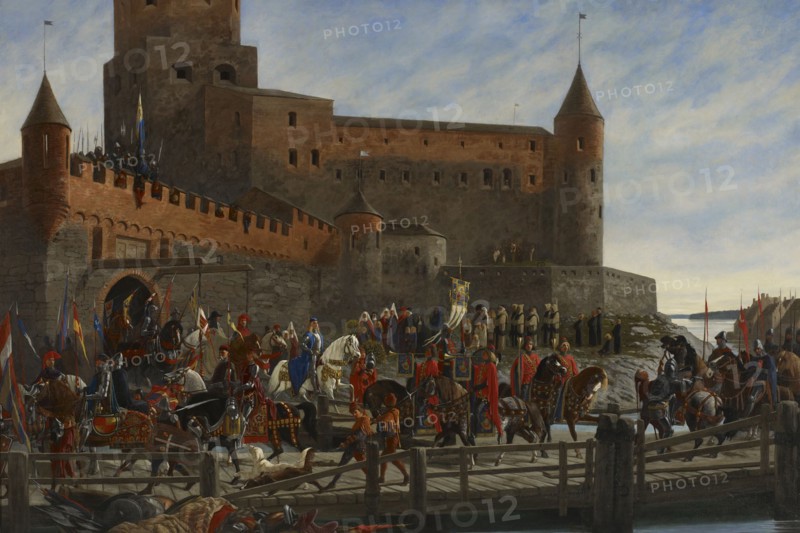 Karl Knutson Bonde Leaving Vyborg Castle for the Royal Election in Stockholm 1448, 1886. Creator: Severin Falkman.