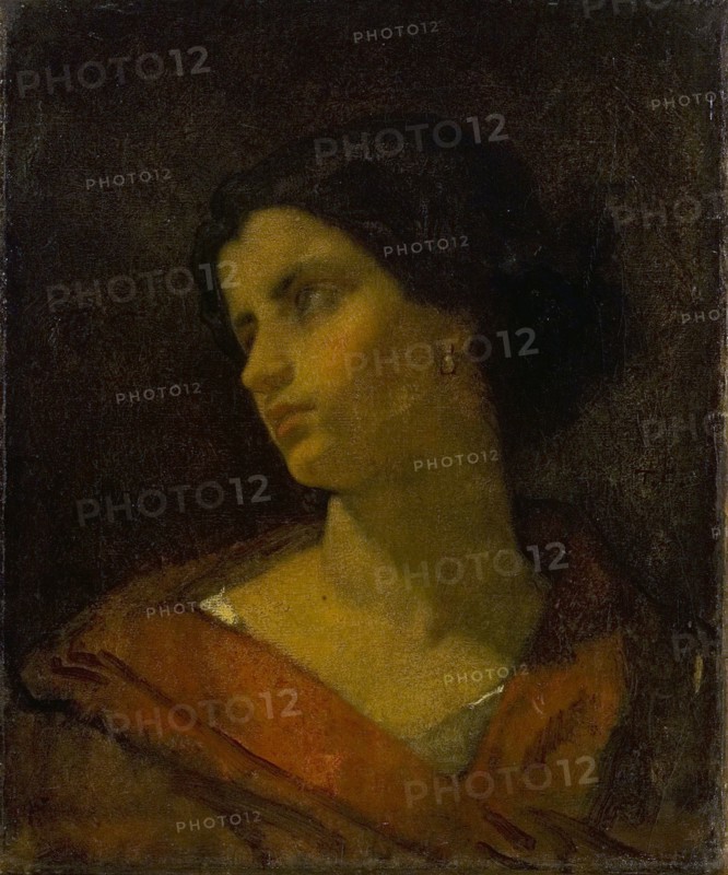 Head of a Woman, Study, 1835-1861. Creator: Thomas Couture.
