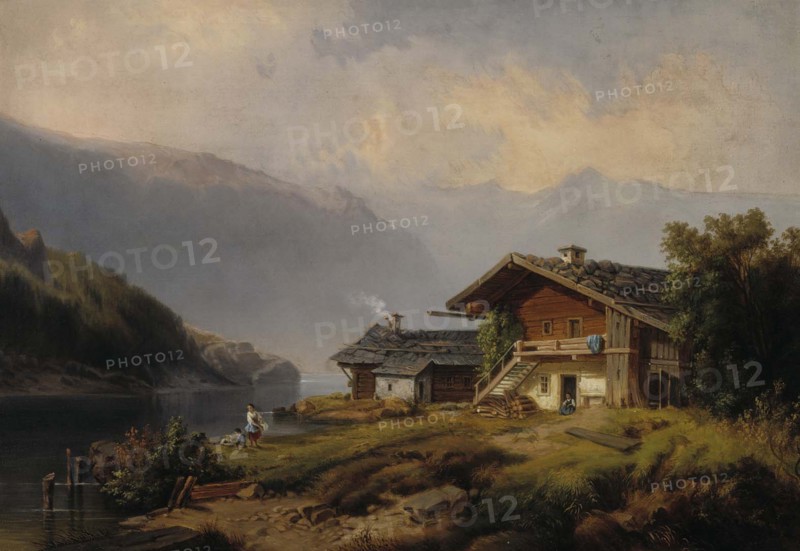 Houses on the shore of the Vierwaldstättersee, 1826-1872. Creator: Thomas Joachim Legler.