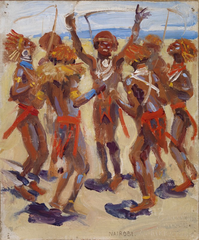 Dancing Kikuyu Warriors, 1909. Creator: Akseli Gallen-Kallela.
