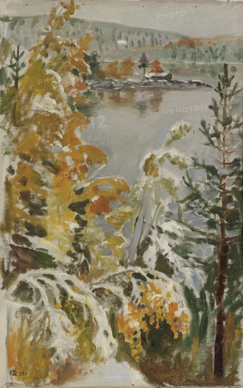 Autumn Landscape, First Snow, 1897. Creator: Akseli Gallen-Kallela.