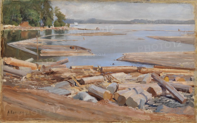 Log Raft, 1886. Creator: Albert Edelfelt.