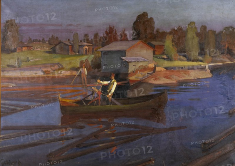 Log Driving, 1900. Creator: Albert Gebhard.