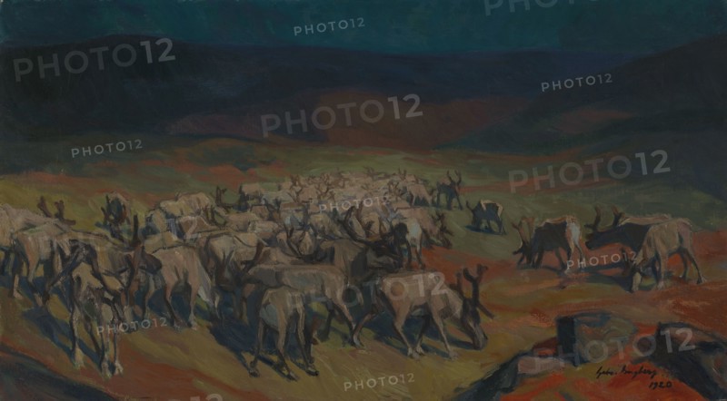 Landscape from Lapland with a Reindeer Herd, 1920. Creator: Gabriel Engberg.