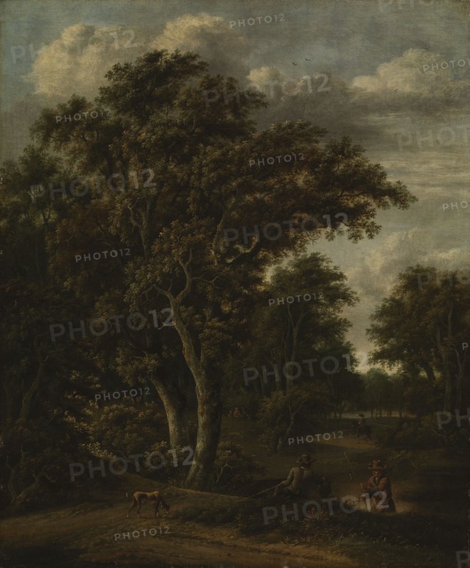 Anglers by a pond, c1670s. Creator: Jacob van Ruisdael.