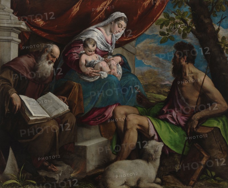 Virgin and Child with John the Baptist and Saint Anthony the Abbot, c1561-1562. Creator: Jacopo Bassano il vecchio.