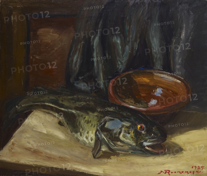 Still life with fish, 1925. Creator: Jalmari Ruokokoski.