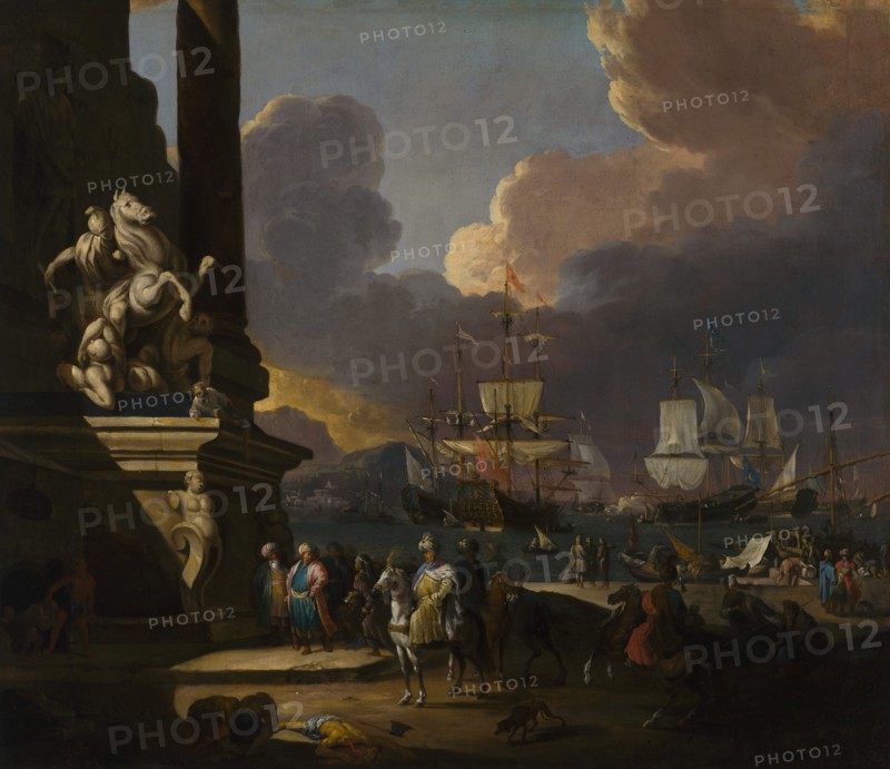 Mediterranean harbour scene, c1680s. Creator: Johann Georg Stuhr.