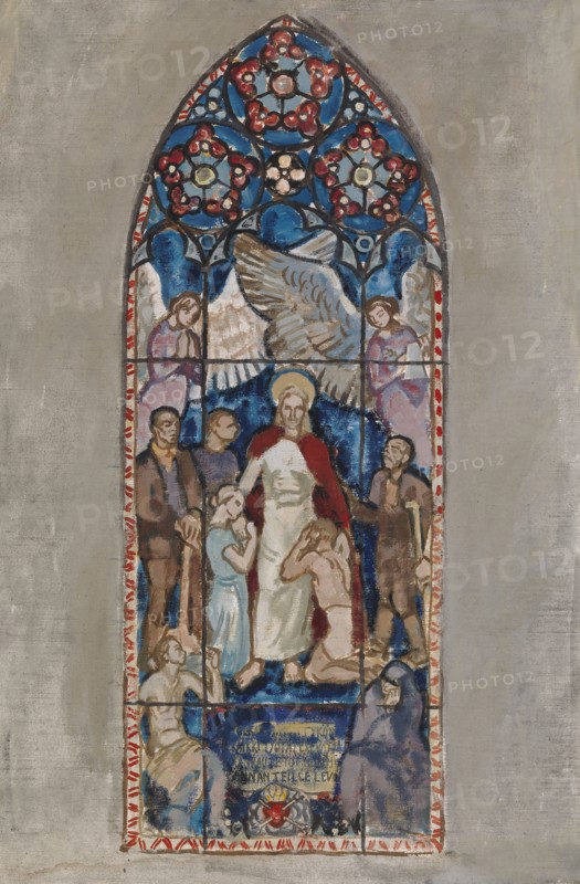 Come to Me, sketch for a stained glass window in Pori Church, 1924. Creator: Magnus Enckell.
