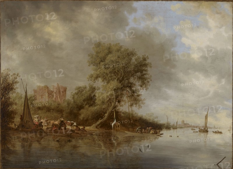 River Landscape with the Ruins of Egmond Castle, 1641. Creator: Salomon Ruysdael.