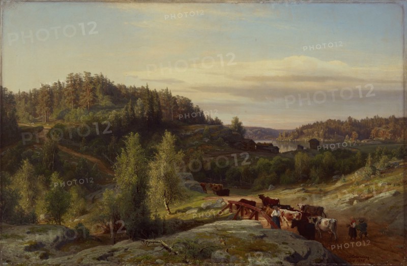 Landscape from Kuru in Evening Light, 1858. Creator: Werner Holmberg.