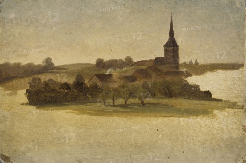 View Towards Erkrath Church, study, 1854. Creator: Werner Holmberg.