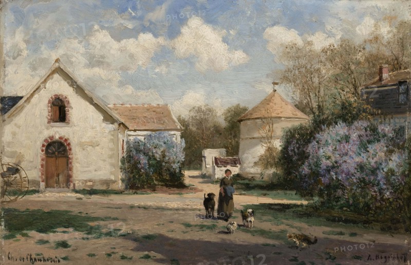 Scenery outside Paris with woman and animals, 1850-1896. Creator: Aleksey Bogolyubov.