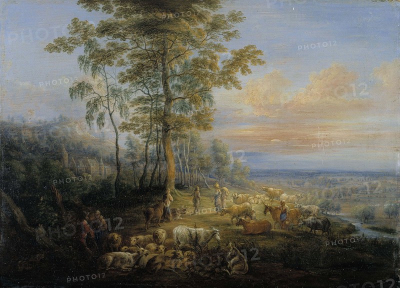Cattle with cowherds, c1640s. Creator: Lucas van Uden.
