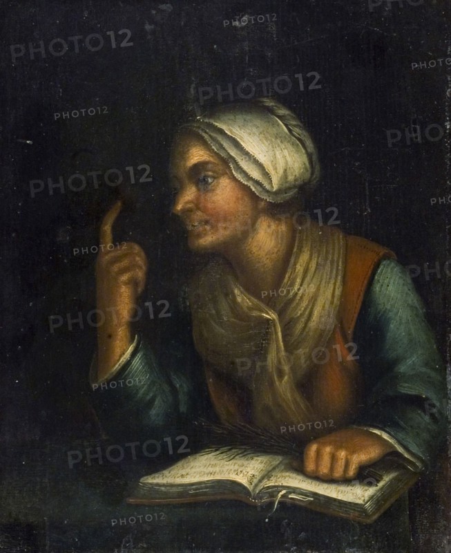 An old woman with an open book, 1800-1899. Creator: Unknown.