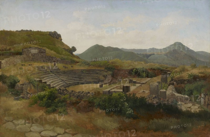 Roman amphitheatre at Frascati in the Alban Hills, 1848. Creator: Gustav Wilhelm Palm.