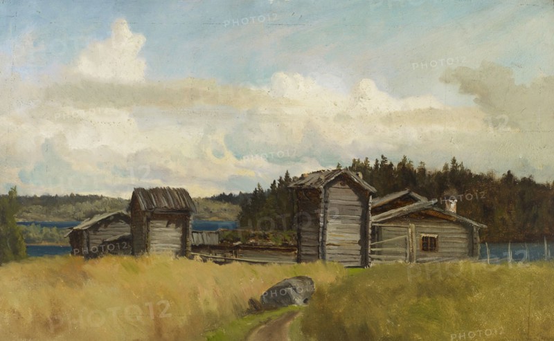 Farm with outbuildings, exercise. Creator: Hjalmar Munsterhjelm.