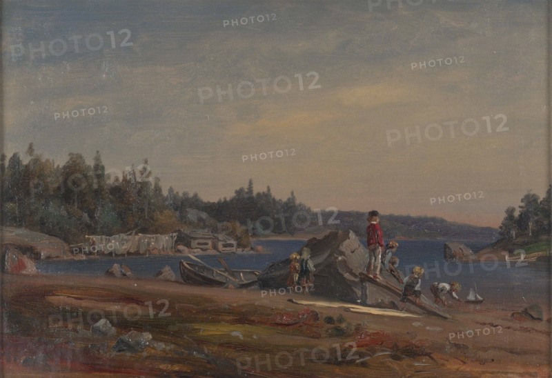 Children on the beach, 1860-1869. Creator: Johan Knutson.