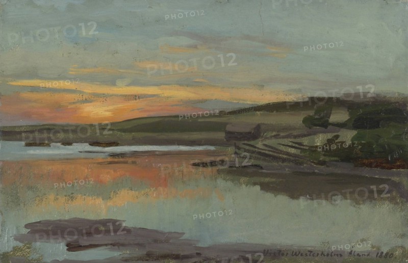 Sunset in the bay, 1880. Creator: Victor Westerholm.