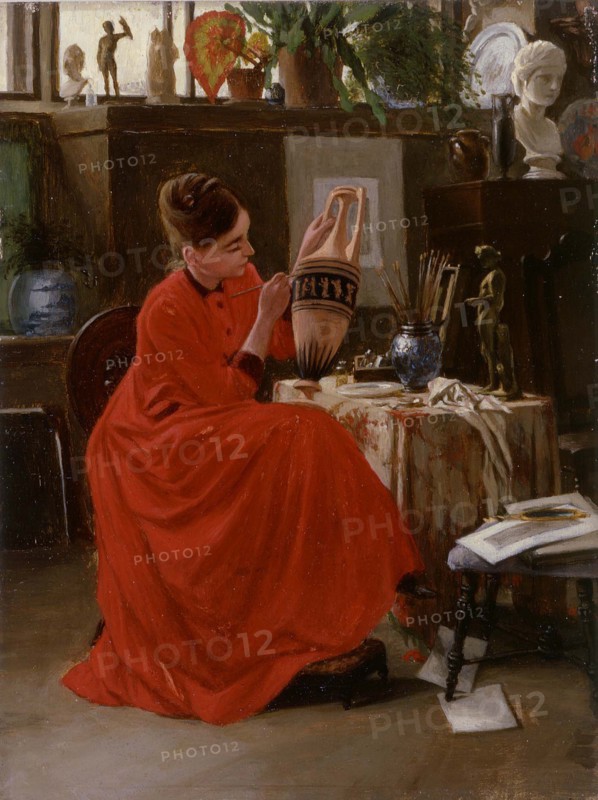 Interior with Vase Painter. Creator: Severin Falkman.